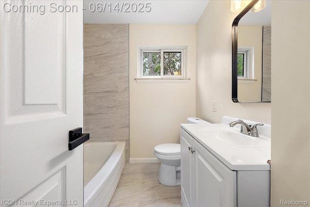 2570 Tarry Dr, Macomb, MI 48310 - bathroom with toilet, vanity, and a tub to relax in