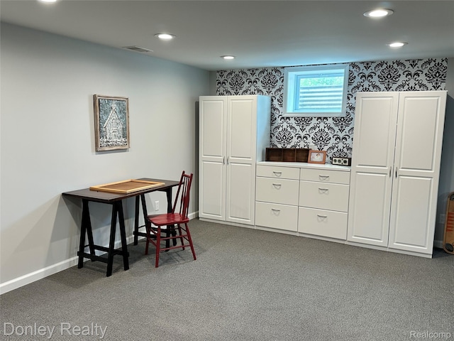 250 N Decker Rd, Snover, MI 48727 - office space with dark colored carpet, baseboards, and recessed lighting