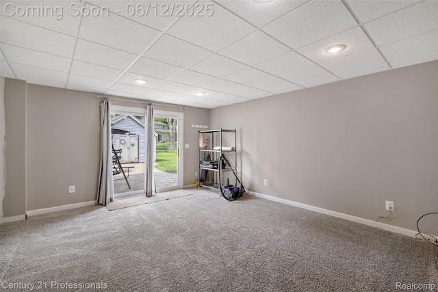 11213 Youngstree Ct, Davisburg, MI 48350 - unfurnished room with a drop ceiling, carpet floors, baseboards, and recessed lighting