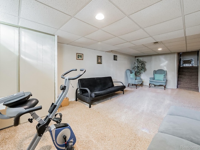 19394 Ingram Dr, Shelby Twp, MI 48038 - exercise area with a paneled ceiling and recessed lighting
