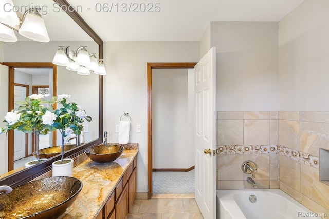 49093 Poppleton Ct, Canton, MI 48187 - full bathroom with a tub and double vanity