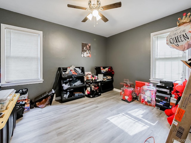 15882 Appoline St, Detroit, MI 48227 - recreation room featuring wood finished floors and ceiling fan