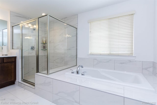 24738 Callaway Dr, Macomb, MI 48042 - full bath with a stall shower, vanity, and a bath