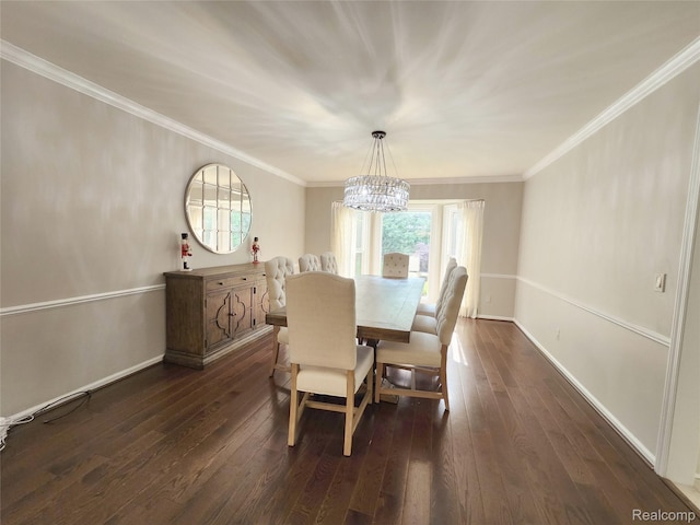 4567 Odette Ct, Troy, MI 48098 - dining area featuring a chandelier, dark wood-style flooring, and crown molding