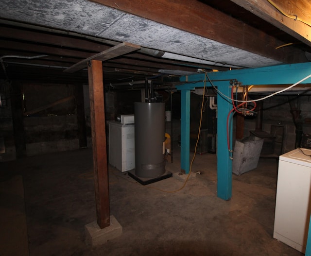 203 W Belmont St, Kalamazoo, MI 49001 - unfinished below grade area featuring water heater and washer / dryer