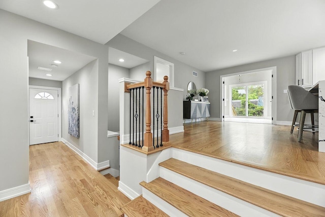 340 N Berrien St, New Buffalo, MI 49117 - entrance foyer with light wood finished floors, recessed lighting, and baseboards