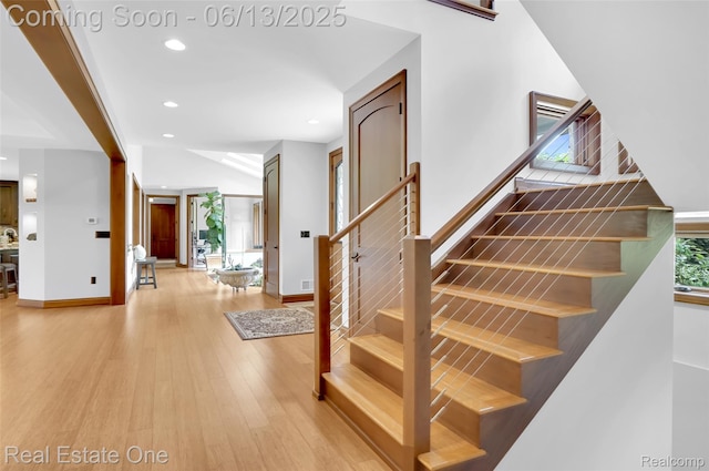 15349 Lakeside St, Plymouth, MI 48170 - stairway with wood finished floors and recessed lighting