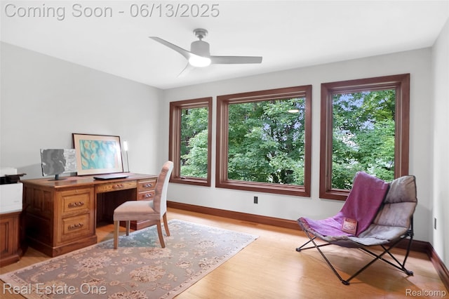 15349 Lakeside St, Plymouth, MI 48170 - home office with a ceiling fan and light wood finished floors