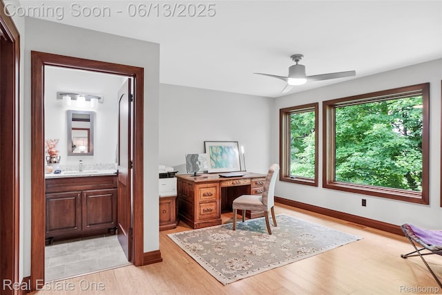 15349 Lakeside St, Plymouth, MI 48170 - home office featuring light wood-style floors and a ceiling fan