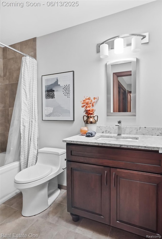 15349 Lakeside St, Plymouth, MI 48170 - full bathroom with vanity, shower / bath combo, and tile patterned flooring