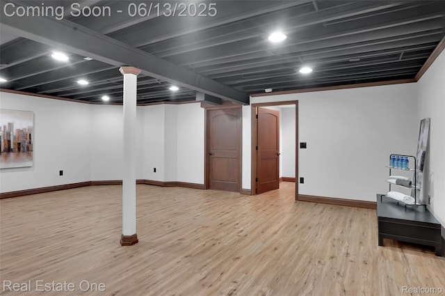 15349 Lakeside St, Plymouth, MI 48170 - finished basement featuring light wood-style floors and baseboards