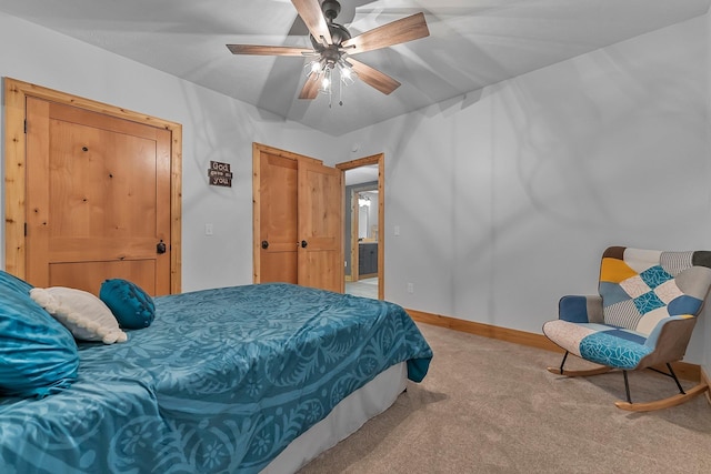 9725 Green Briar Rd, Lake Ann, MI 49650 - bedroom featuring light carpet and a ceiling fan