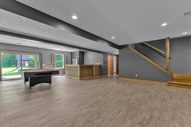9725 Green Briar Rd, Lake Ann, MI 49650 - game room featuring wood finished floors, recessed lighting, and billiards