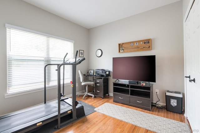 1156 Fairway Dr, Pontiac, MI 48340 - exercise room featuring wood finished floors and baseboards