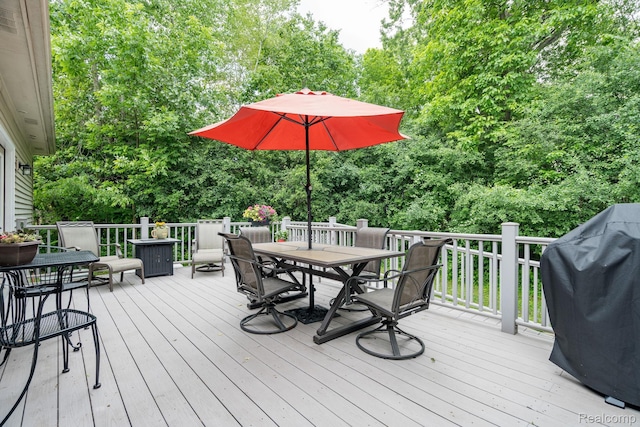 1156 Fairway Dr, Pontiac, MI 48340 - wooden terrace with outdoor dining area and area for grilling