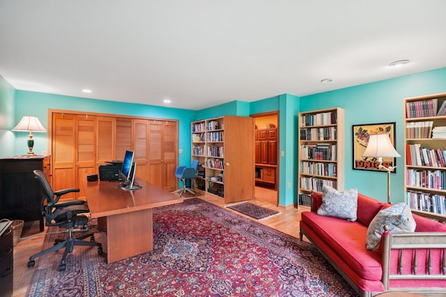3377 Timberwood Ln, Ann Arbor, MI 48103 - office area featuring wood finished floors and recessed lighting