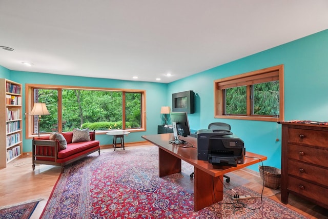 3377 Timberwood Ln, Ann Arbor, MI 48103 - office space featuring wood finished floors, baseboards, and recessed lighting