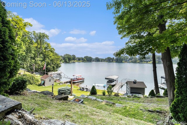 16039 Knobhill Dr, Argentine, MI 48451 - water view featuring a boat dock