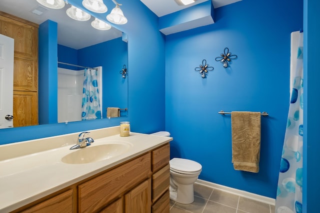 1754 Hightree Dr SW, Byron Center, MI 49315 - full bathroom with vanity, toilet, tile patterned flooring, curtained shower, and baseboards