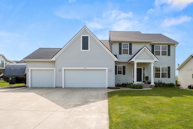 1754 Hightree Dr SW, Byron Center, MI 49315 - view of front of house with driveway, a front yard, a shingled roof, and an attached garage