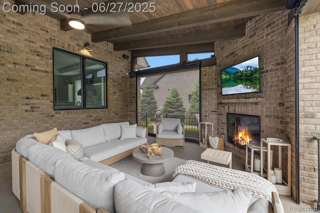 3610 Piccadilly Dr, Rochester Hills, MI 48309 - view of patio / terrace with an outdoor living space with a fireplace