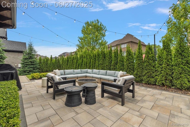3610 Piccadilly Dr, Rochester Hills, MI 48309 - view of patio featuring an outdoor living space with a fire pit and a grill
