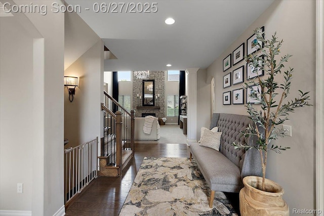 3610 Piccadilly Dr, Rochester Hills, MI 48309 - corridor with wood finished floors, recessed lighting, and stairs