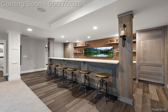 3610 Piccadilly Dr, Rochester Hills, MI 48309 - indoor wet bar with dark wood-style floors and recessed lighting