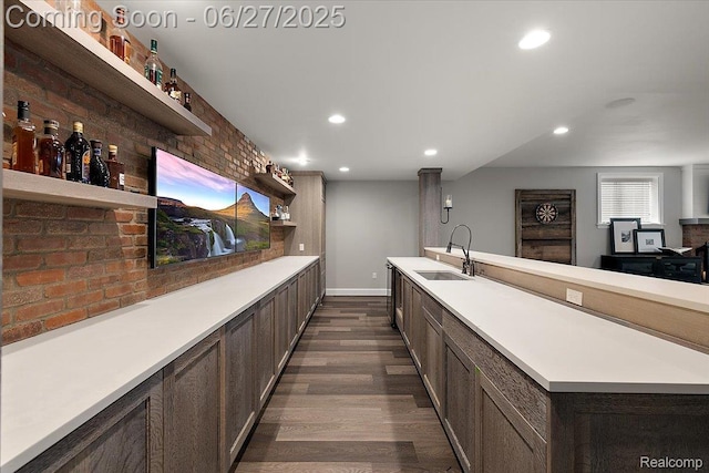 3610 Piccadilly Dr, Rochester Hills, MI 48309 - bar area with dark wood-style flooring and recessed lighting