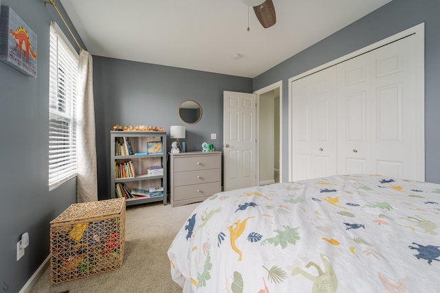 32822 Ravine St, New Haven, MI 48048 - bedroom with carpet, a closet, and ceiling fan