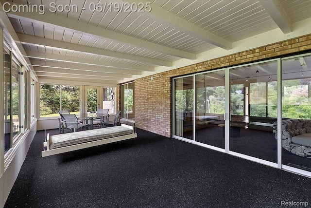 2732 Lone Pine Rd, West Bloomfield, MI 48323 - sunroom / solarium featuring beam ceiling and outdoor dining space