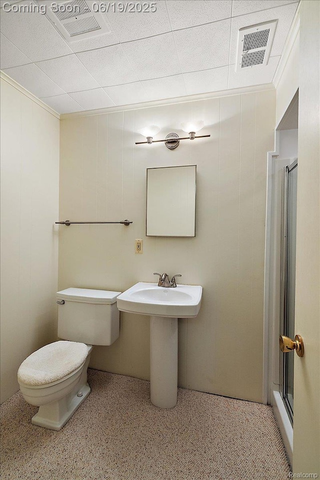 2732 Lone Pine Rd, West Bloomfield, MI 48323 - bathroom featuring a stall shower and carpet flooring