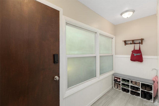 23385 Hunters Ln, Southfield, MI 48033 - mudroom with wainscoting and tile patterned flooring