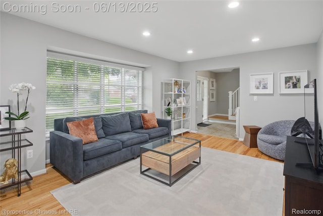 6821 Tamerlane Dr, West Bloomfield, MI 48322 - living room with light wood-style floors and recessed lighting