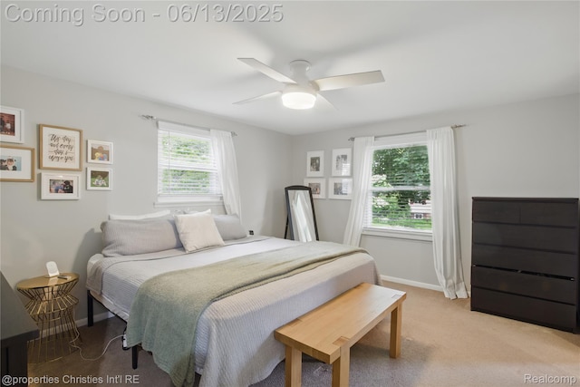6821 Tamerlane Dr, West Bloomfield, MI 48322 - bedroom featuring light carpet and a ceiling fan