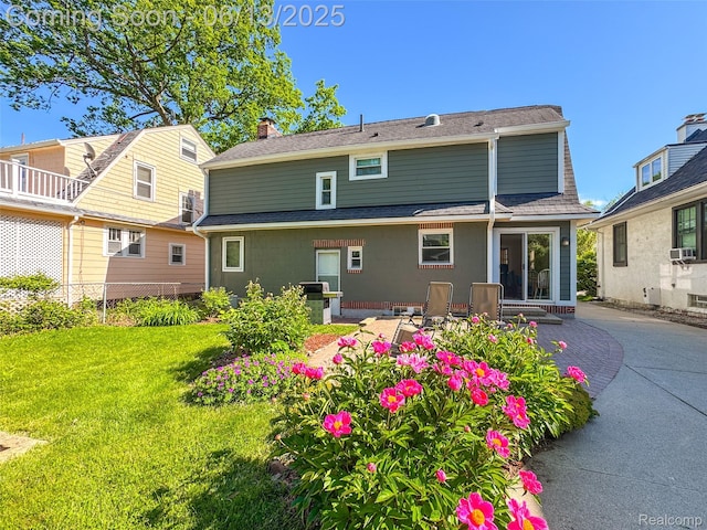 1630 W Houstonia Ave, Royal Oak, MI 48073 - back of property featuring a patio area, a chimney, a shingled roof, and cooling unit