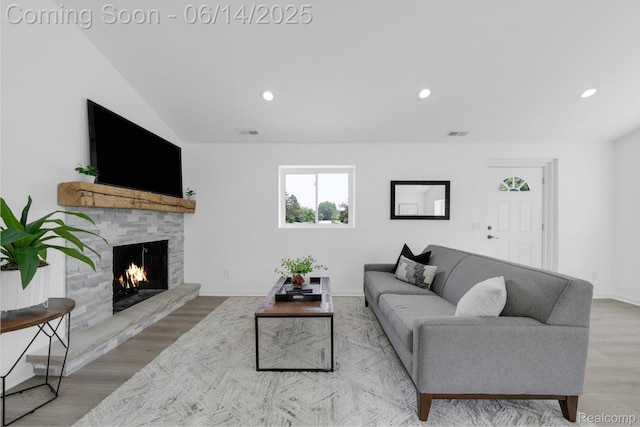 2694 Vendome Ave, Rochester Hills, MI 48309 - living area featuring a fireplace, recessed lighting, and wood finished floors