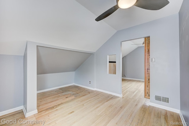 263 E Woodland St, Ferndale, MI 48220 - bonus room featuring vaulted ceiling, wood finished floors, and ceiling fan