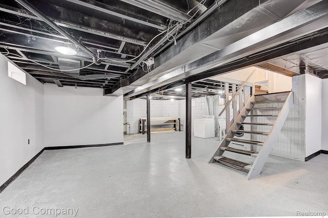 263 E Woodland St, Ferndale, MI 48220 - finished basement featuring stairway and washer and clothes dryer
