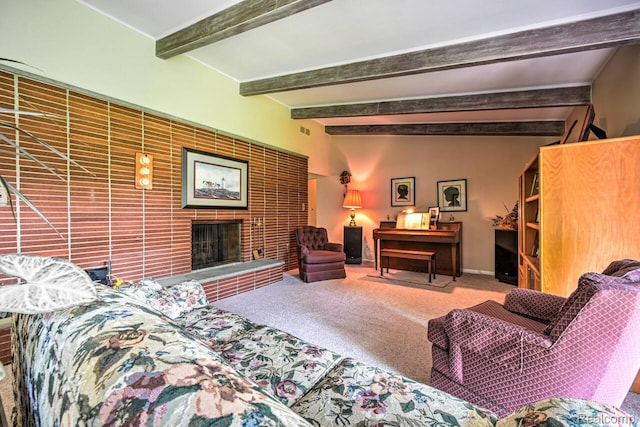 23880 Glencreek Dr, Farmington Hills, MI 48336 - carpeted living area with a fireplace