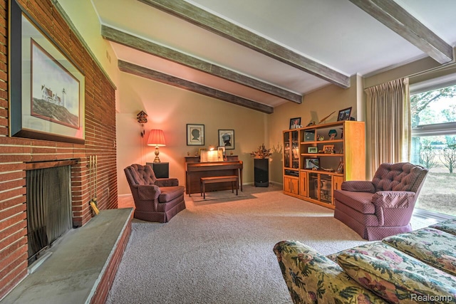 23880 Glencreek Dr, Farmington Hills, MI 48336 - carpeted living area featuring a fireplace
