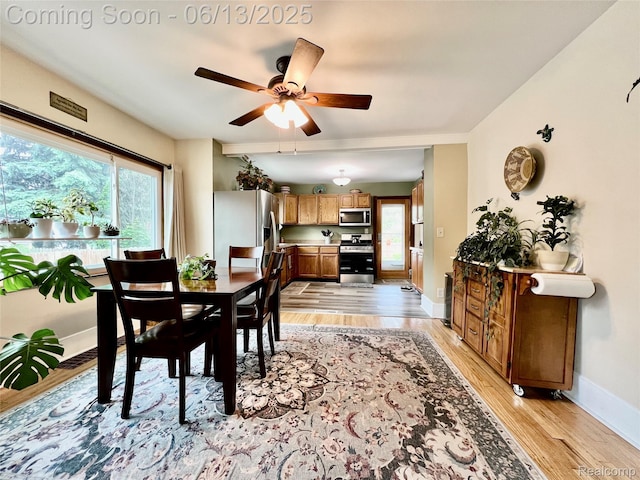 1323 16th St, Port Huron, MI 48060 - dining space featuring light wood-type flooring, ceiling fan, and baseboards