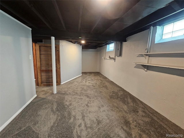 9311 Dixie, Redford, MI 48239 - below grade area with electric panel, carpet, and plenty of natural light