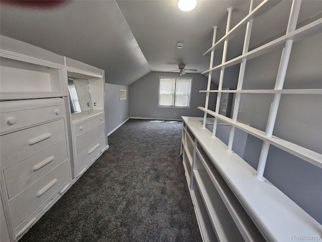 9311 Dixie, Redford, MI 48239 - additional living space with dark carpet, lofted ceiling, and a ceiling fan