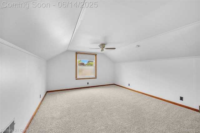 3156 Edgewood St, Dearborn, MI 48124 - additional living space featuring vaulted ceiling, ceiling fan, and carpet