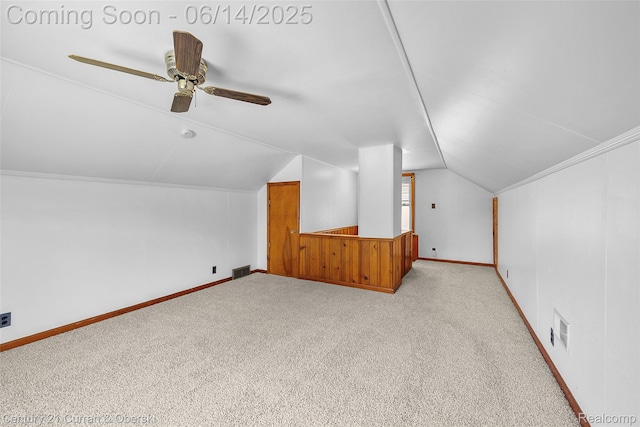3156 Edgewood St, Dearborn, MI 48124 - bonus room featuring light colored carpet, vaulted ceiling, and a ceiling fan