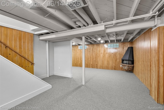 3156 Edgewood St, Dearborn, MI 48124 - basement featuring wood walls and carpet floors