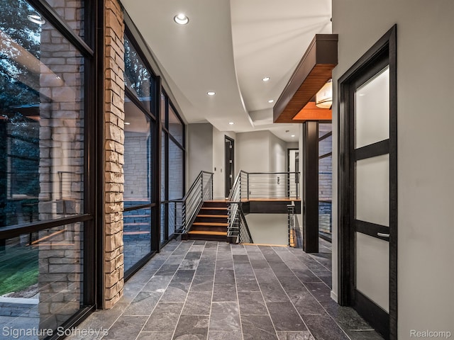 6956 Cooley Lake Rd, White Lake, MI 48383 - hallway with recessed lighting and stairway