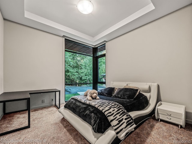 6956 Cooley Lake Rd, White Lake, MI 48383 - bedroom with carpet, baseboards, and a tray ceiling