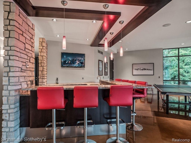 6956 Cooley Lake Rd, White Lake, MI 48383 - community bar area featuring recessed lighting and pendant lighting